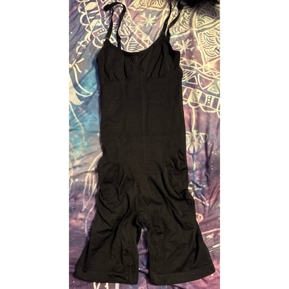 NEW Black Microfiber Stretch Thigh/Booty/Tummy Control‎ Shapewear Bodysuit, S
